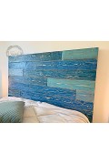 Tête de lit en planches de palette Modèle CAMAIEU BLEU