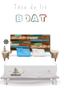 Tête de lit en planches recyclées Modèle Boat